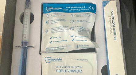 Self-administered teeth whitening kit at Pearl bright, Reigate, England, GB.