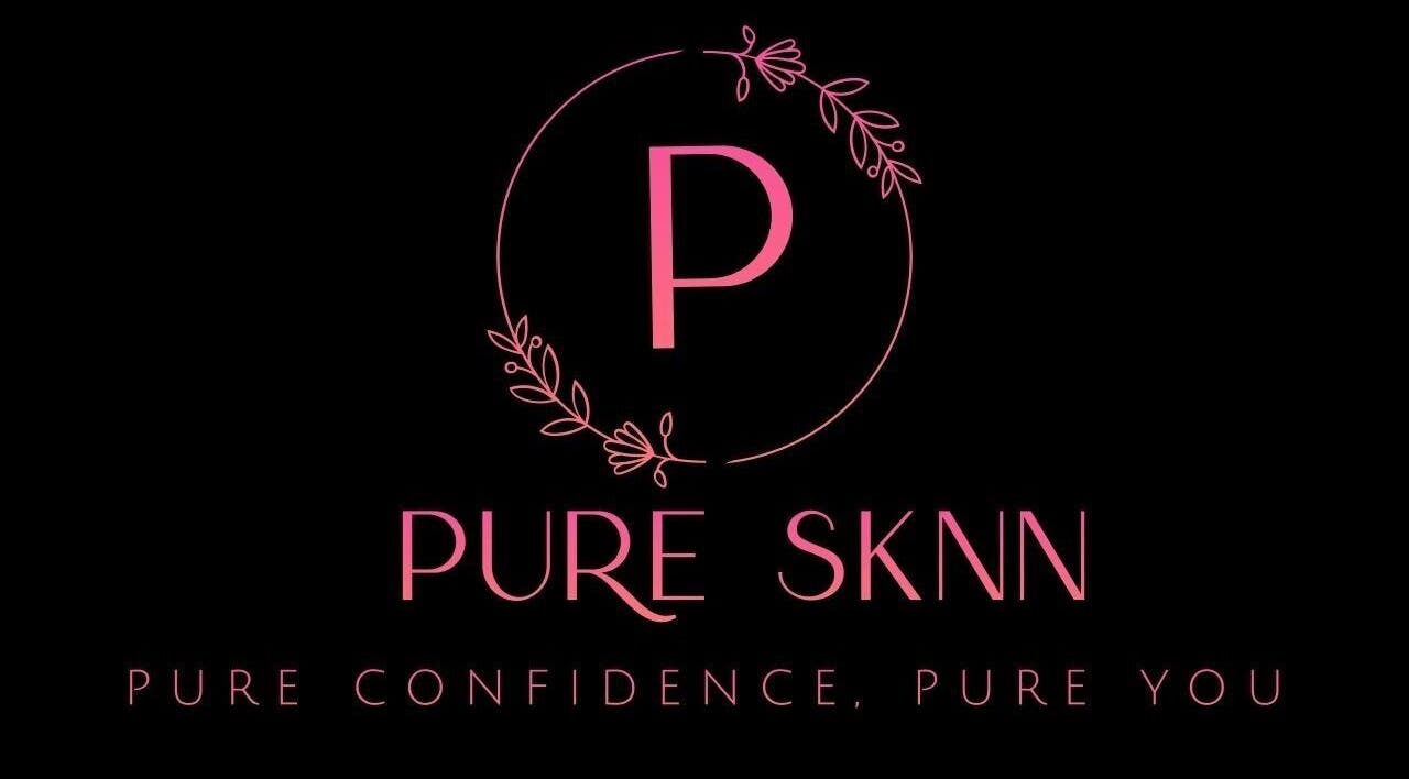 Elegant pink logo for Pure SKNN, located in Warrington, England, GB, emphasizing confidence and beauty.