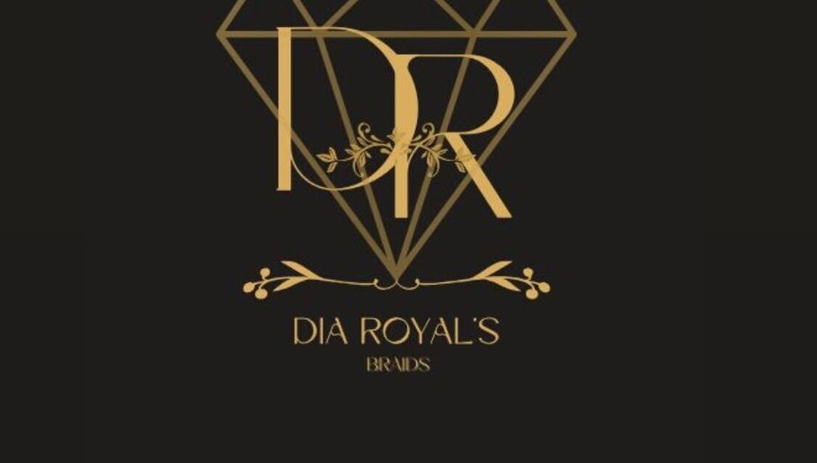 Elegant logo of Diaroyal’s Braids at CW, featuring gold design elements on a black background.