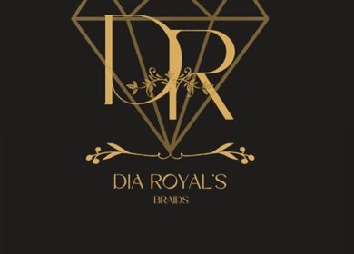 Elegant logo of Diaroyal’s Braids at CW, featuring gold design elements on a black background.