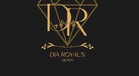 Elegant logo of Diaroyal’s Braids at CW, featuring gold design elements on a black background.