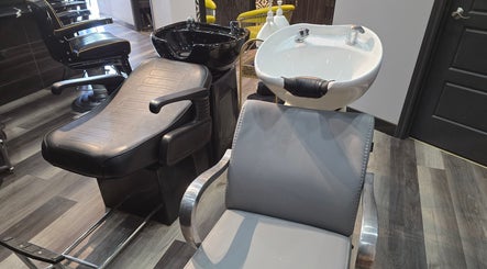 Modern washing chairs at Seoul Hair Salon in Calgary, Alberta, CA, ideal for luxury hair treatments.