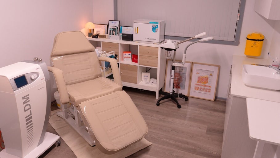Modern treatment room at Nudia Skin Clinic, Melbourne, Victoria, AU, offering advanced skincare solutions.