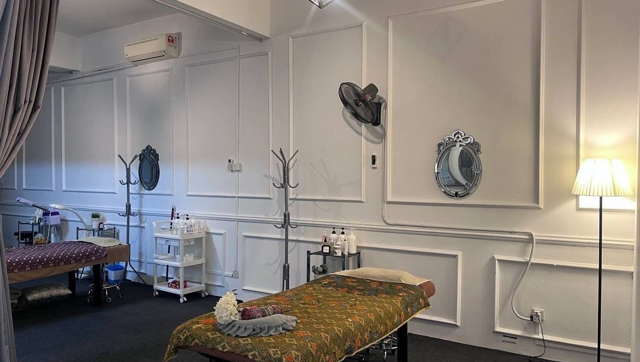 Elegant treatment room at Akma Spa Shah Alam, Selangor, MY, featuring massage tables and calming decor.