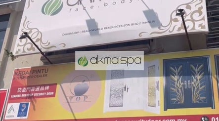 Entrance of Akma Spa Sungai Buloh in Shah Alam, Selangor, MY showing vibrant signage and logo.