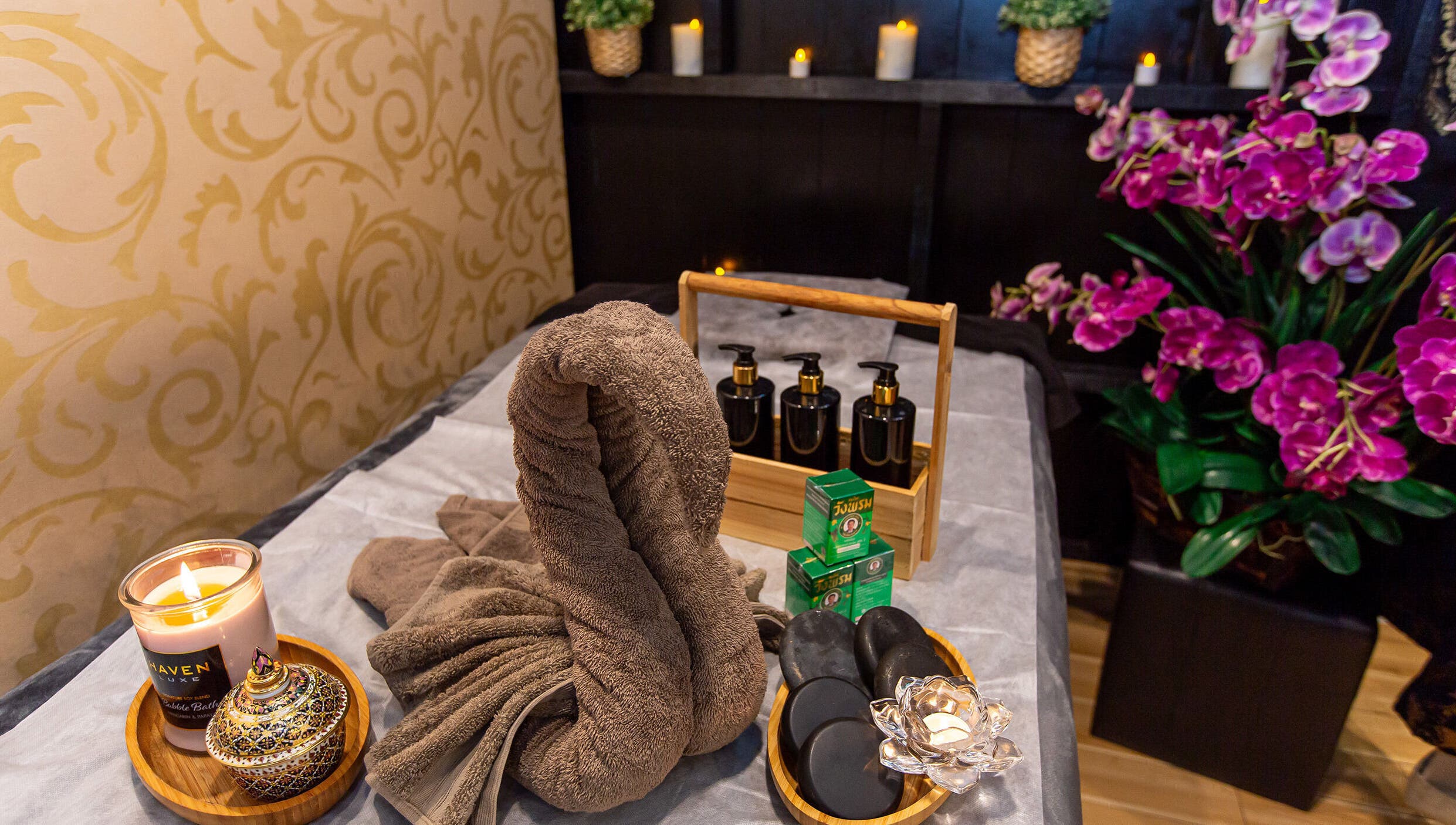 Relaxing massage room at NIM THAI Therapeutic Massage. Kings Cross l Potts Point in Potts Point, New South Wales, AU.