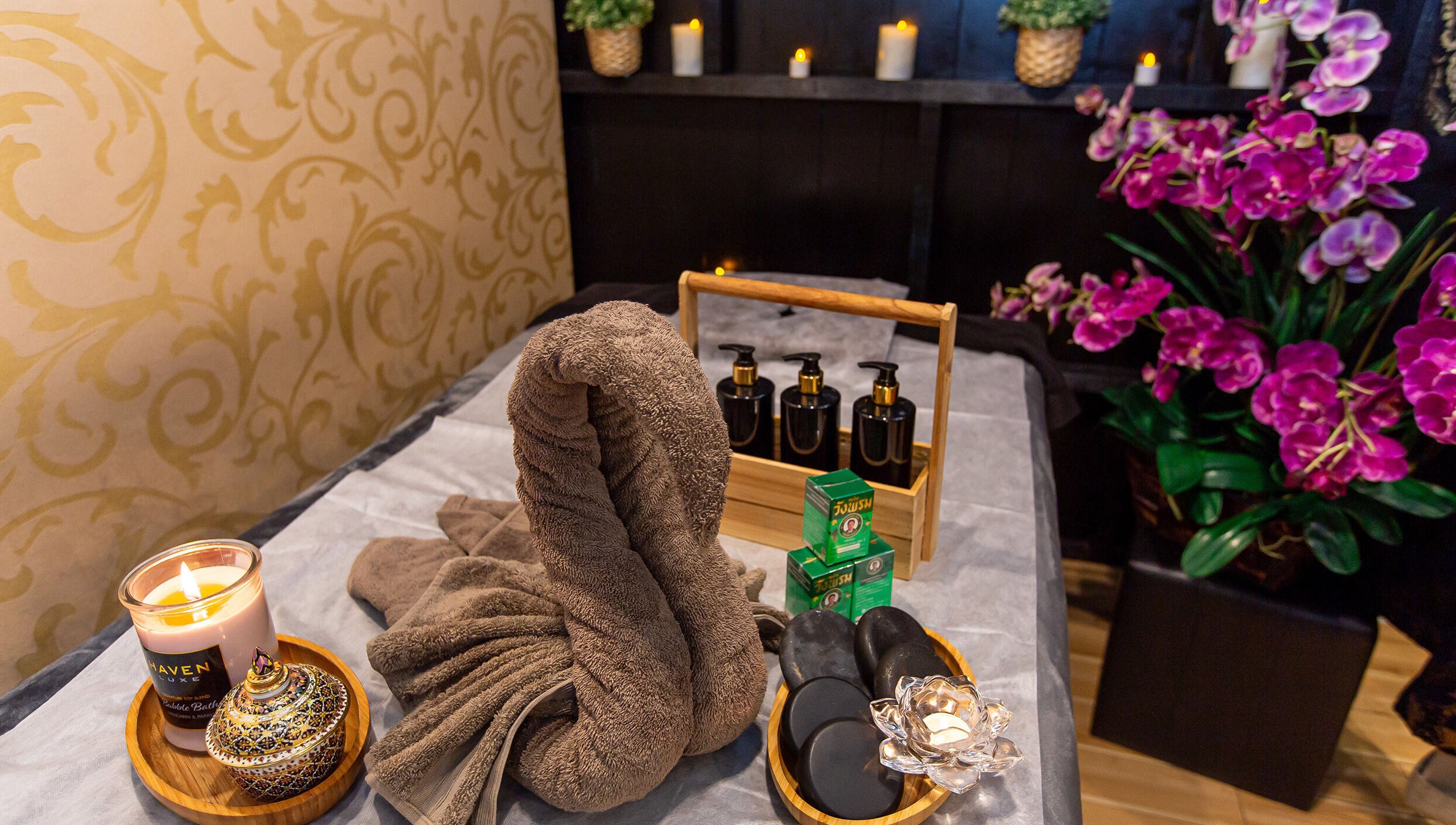 Relaxing massage room at NIM THAI Therapeutic Massage. Kings Cross l Potts Point in Potts Point, New South Wales, AU.