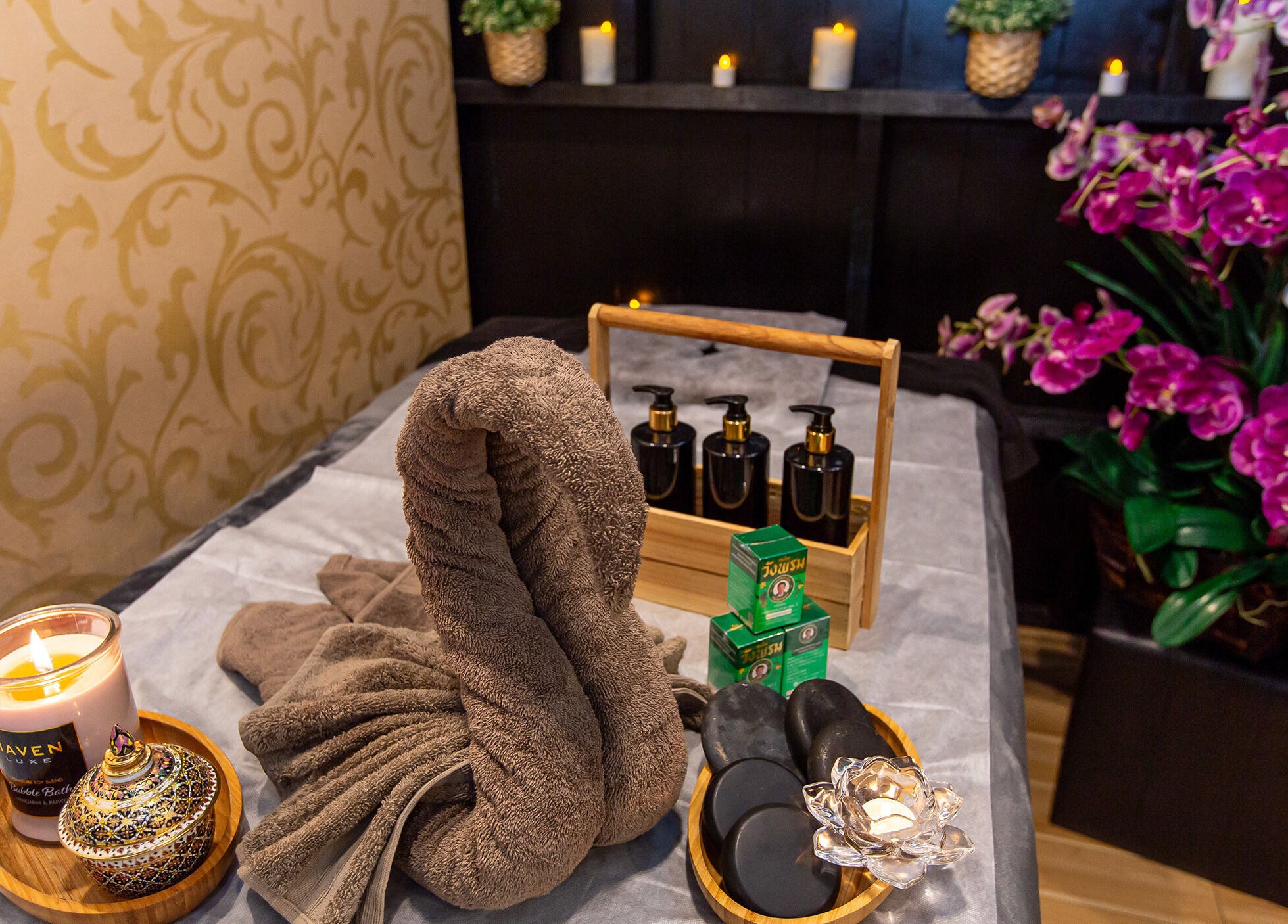 Relaxing massage room at NIM THAI Therapeutic Massage. Kings Cross l Potts Point in Potts Point, New South Wales, AU.