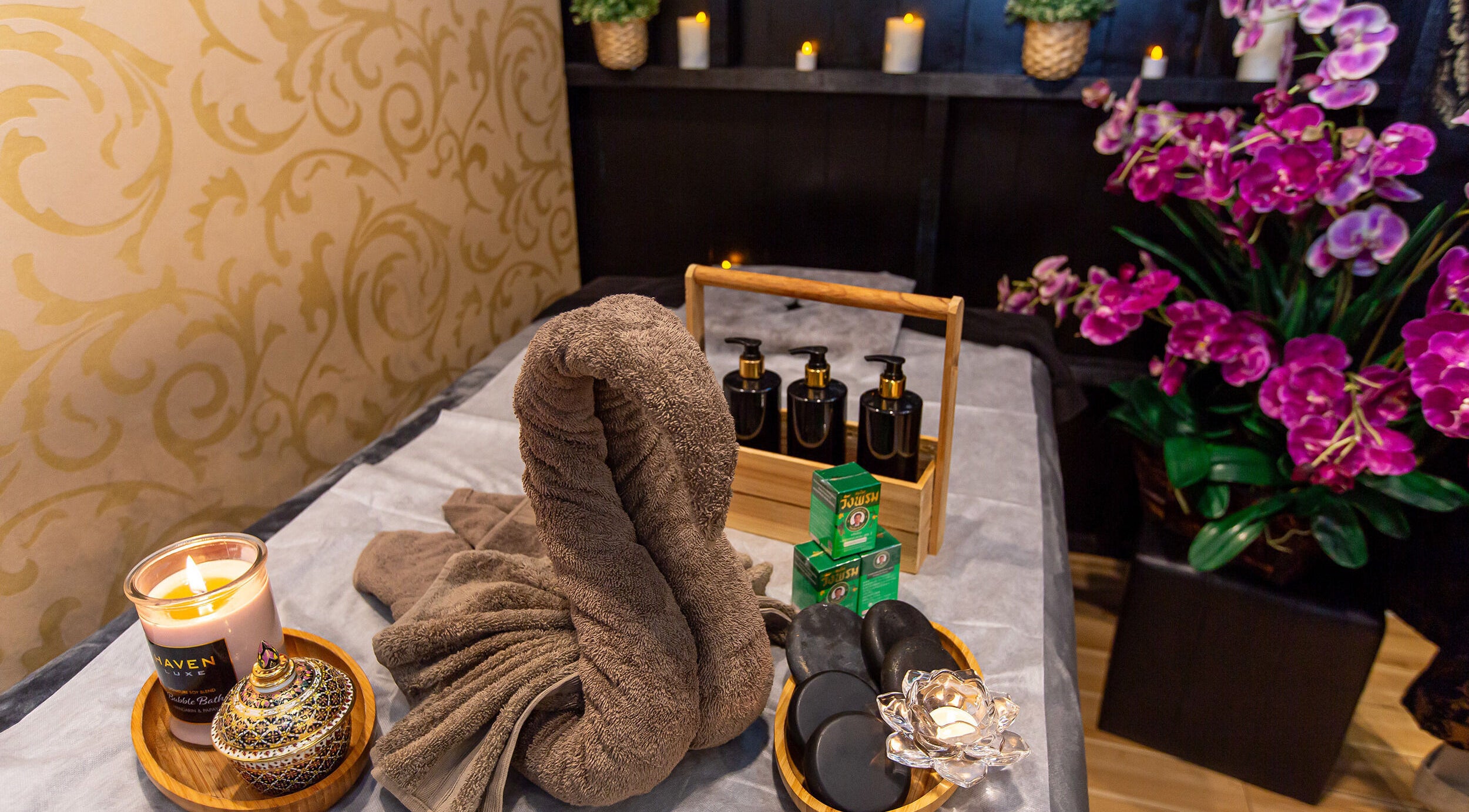 Relaxing massage room at NIM THAI Therapeutic Massage. Kings Cross l Potts Point in Potts Point, New South Wales, AU.