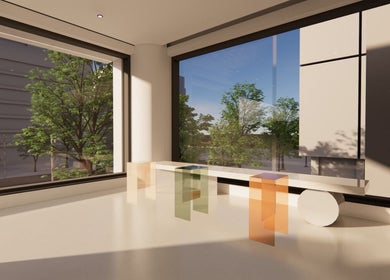 아이디헤어 강남대로점 venue in Seoul, showcasing bright, elegant interiors with modern furniture and large windows.