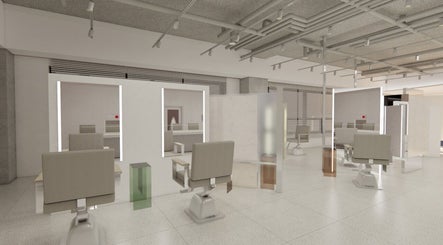 Modern salon interior at 아이디헤어 강남대로점, featuring sleek chairs in 서울특별시, 서울특별시, KR.