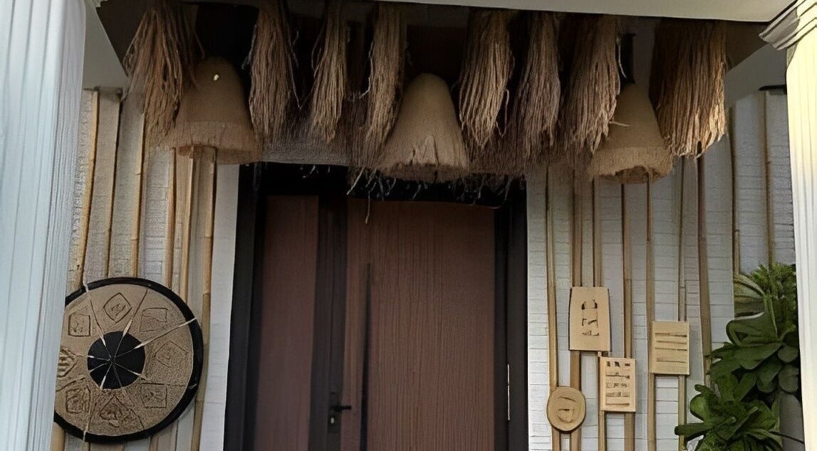 Rustic decor at De Palma Nail Spa entrance in Makkah, Makkah Province, SA, featuring natural elements.