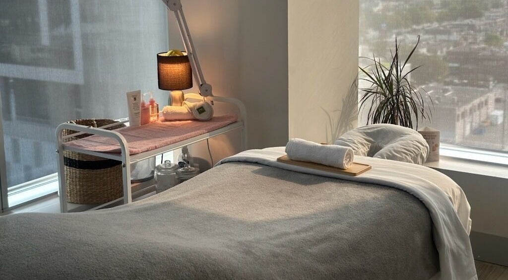 Relaxing massage room at Namaste Day Spa & Medical Spa, Kelowna, British Columbia, CA, with soothing decor.