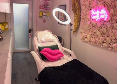 Luxurious lash treatment room at LVL Lashes Blackpool, Blackpool, England, GB. Featuring chic decor and cozy ambiance.