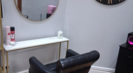 Luxurious salon setup at Hair by Lorraine at Locks and Lashes Llanelli, featuring chic decor in Llanelli, Wales, GB.