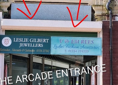 Entrance to Leslie Gilbert Jewellers near Hair by Lorraine at Locks and Lashes Llanelli, Llanelli, Wales, GB.