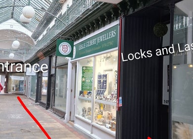 Entrance to Hair by Lorraine at Locks and Lashes Llanelli, located in Llanelli, Wales, GB.