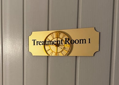 Treatment Room 1 sign at Morgan and Company Hair and Beauty, Nottingham, England, GB.