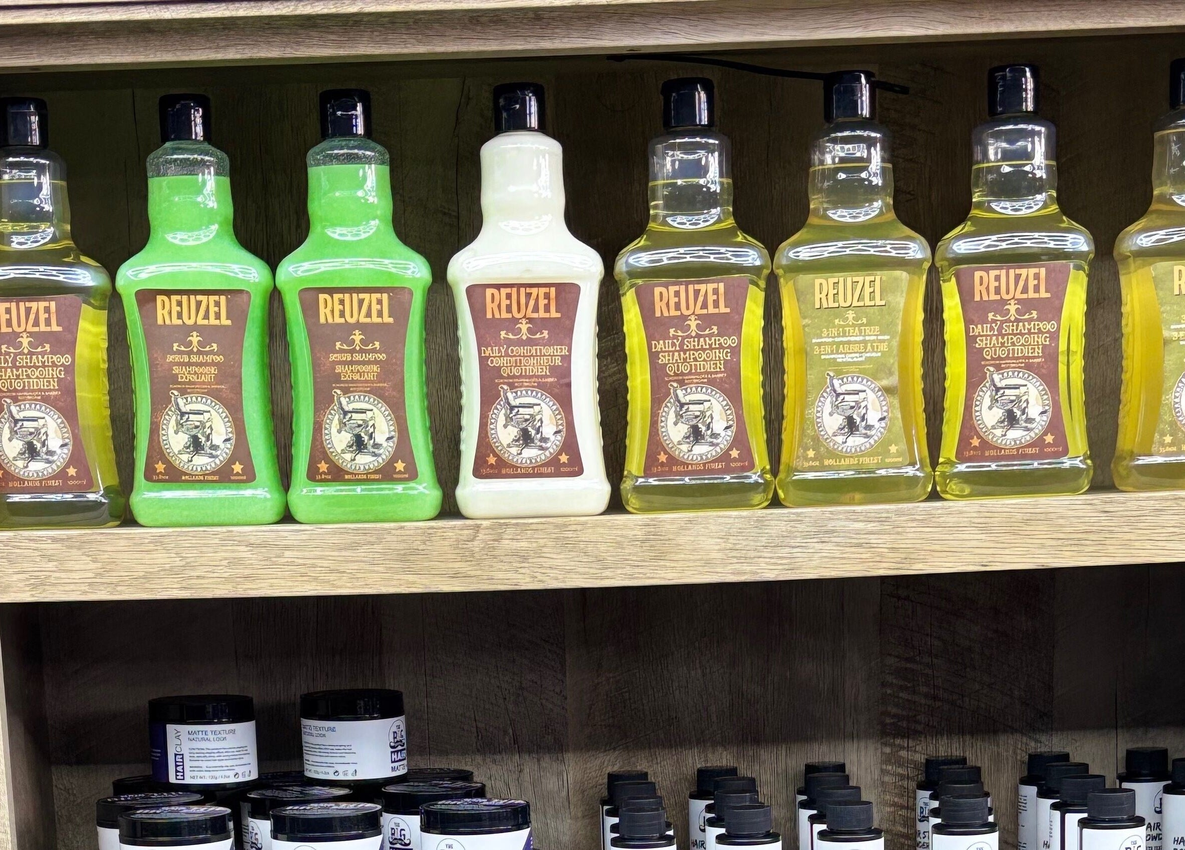 Variety of shampoos on shelf at Joseph Howe, Halifax, Nova Scotia, CA.