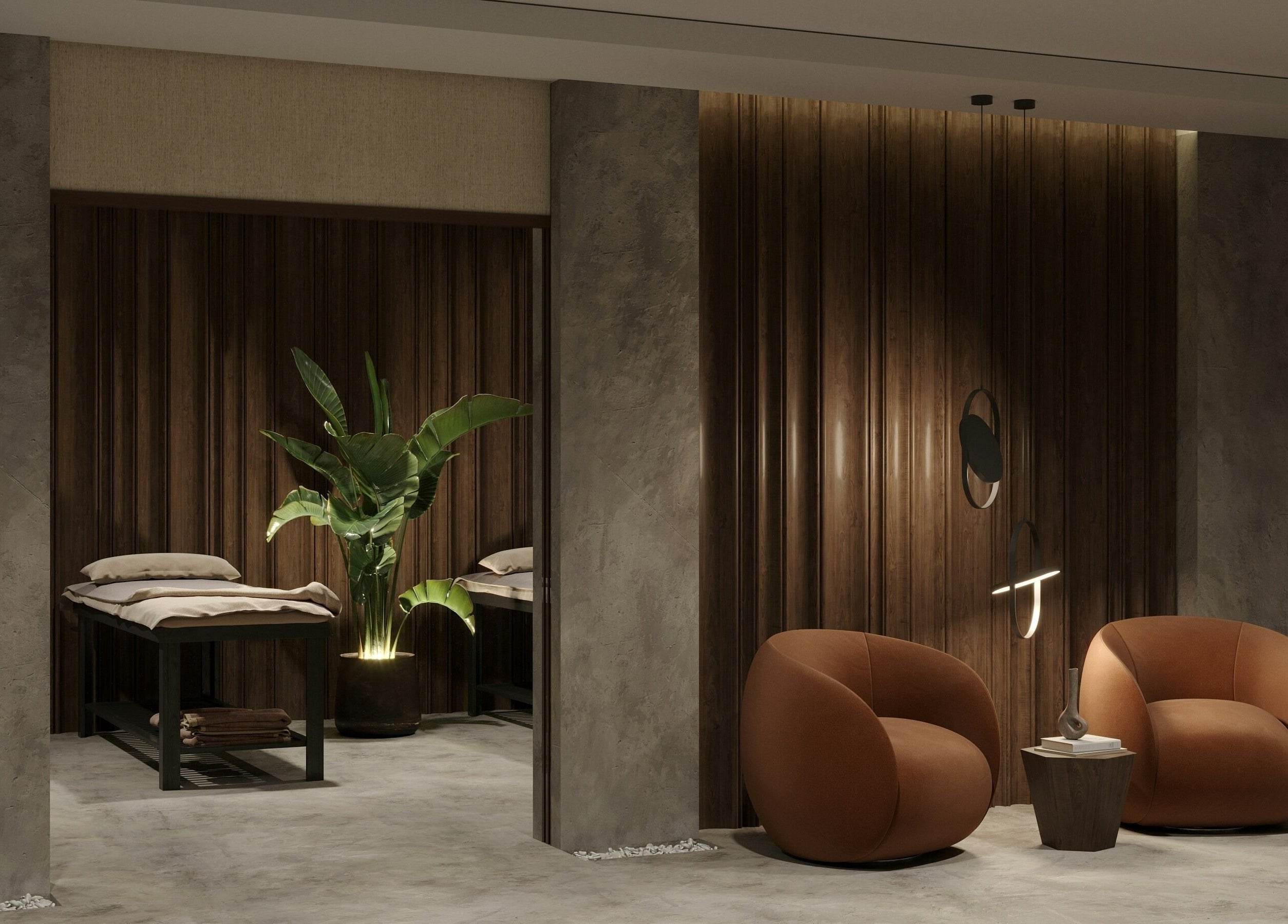 Relaxing interior of Sari Kayangan Spa & Wellness in Sepang, Selangor, MY with plush chairs and serene decor.