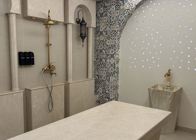 Elegant Moroccan-inspired spa room at Villa 8 Ladies Salon and Spa, Dubai, Dubai, AE, featuring ornate decor.