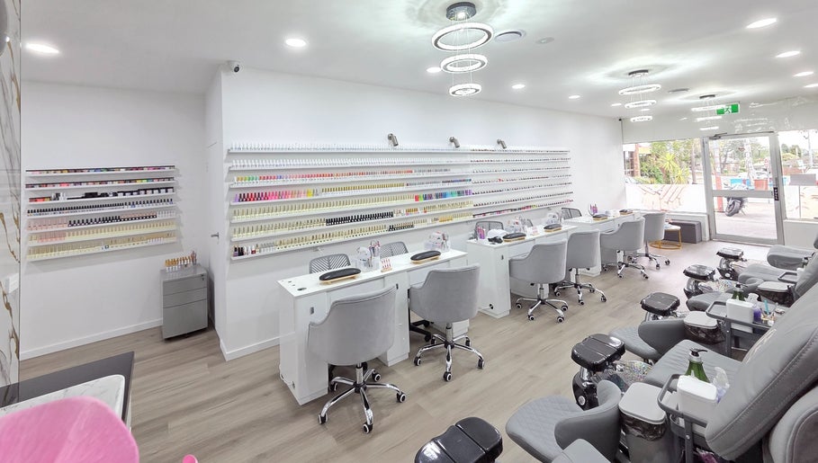 Elegant nail salon at Unique Beauty & Nails, Melbourne, Victoria, AU with modern decor and comfortable seating.