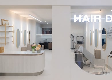 Modern interior of Hair Day salon in East Victoria Park, Western Australia, AU with elegant decor.
