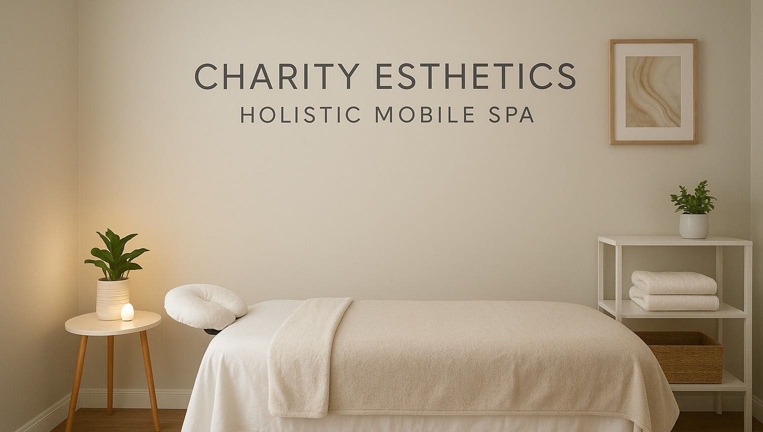 Serene treatment room at Charity Esthetics Holistic Mobile Spa, Drax Hall, St. Ann Parish, JM.