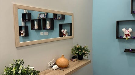 Stylish mirror and decor at Charity Esthetics Holistic Mobile Spa, Drax Hall, St. Ann Parish, JM.