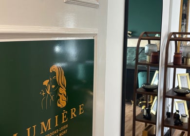 Chic interior at Lumière by Brooke-Leigh, Chipping Sodbury, England. Features a stylish mirror and decor.