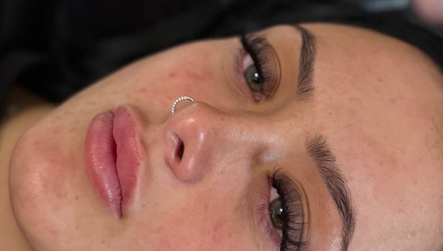 Close-up of styled lashes at TLC Bombshell Beauty, Bradford, England, GB.