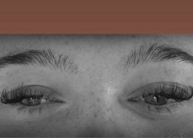 Close-up of expertly applied eyelash extensions at TLC Bombshell Beauty in Bradford, England, GB.