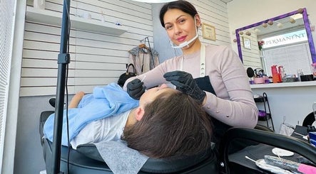 Expert applying eyebrows makeup at Eyebrows and Permanent Makeup, Ennis, County Clare, IE.