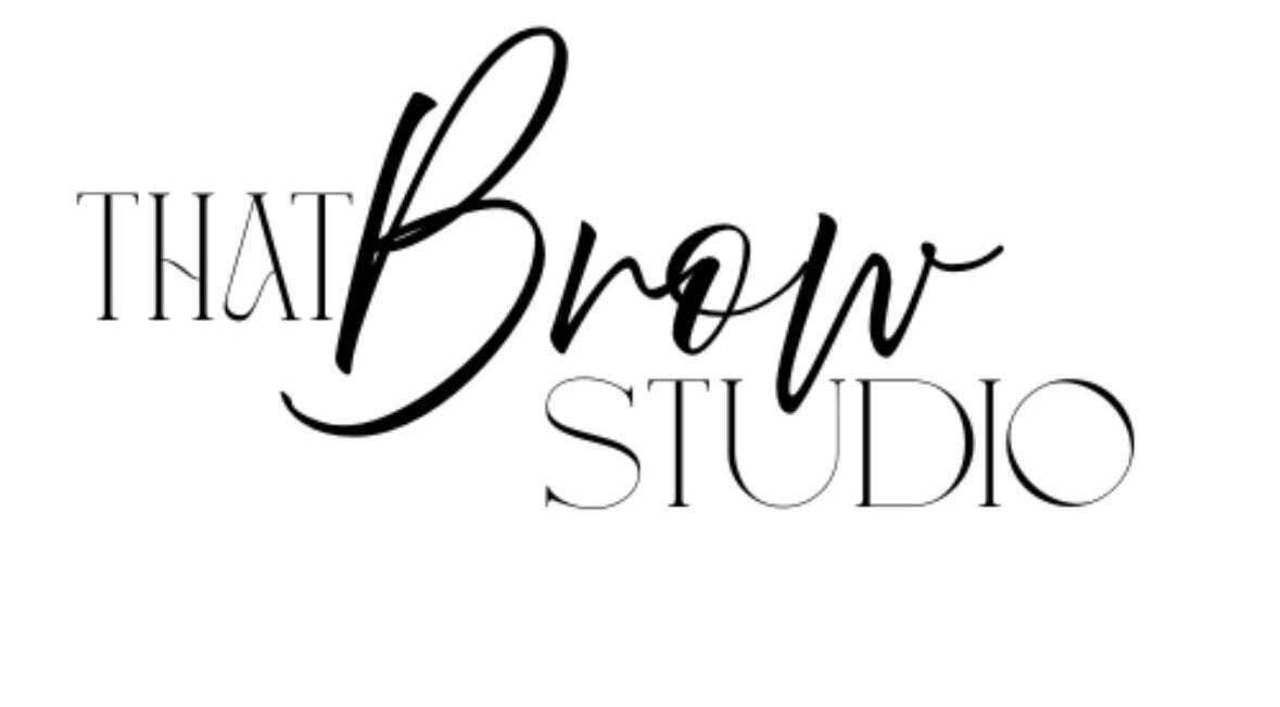That Brow Studio logo with elegant script, Kalkie, Queensland, AU.