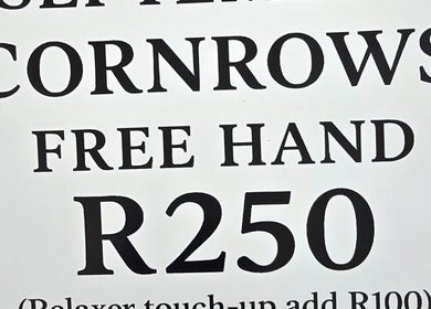 Cornrow special offer at Legacy Heir Studio in Randburg, Gauteng, ZA for R250.