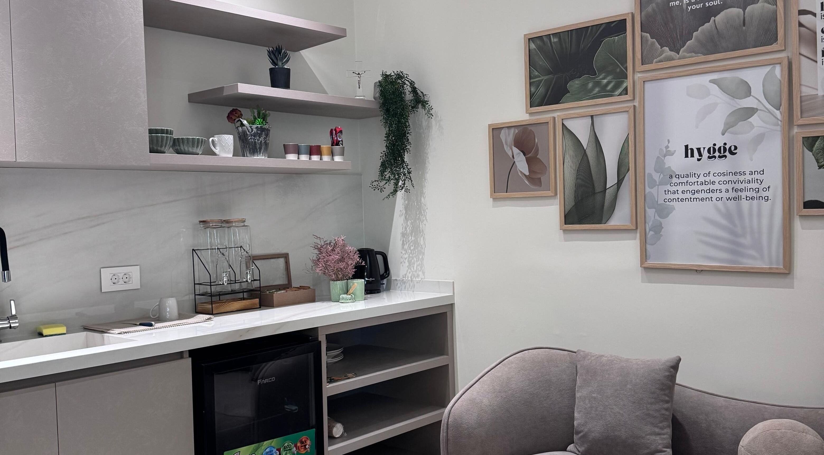 SoulStation Pilates lounge featuring elegant decor and cozy seating in Zalqa, Mount Lebanon Governorate, LB.