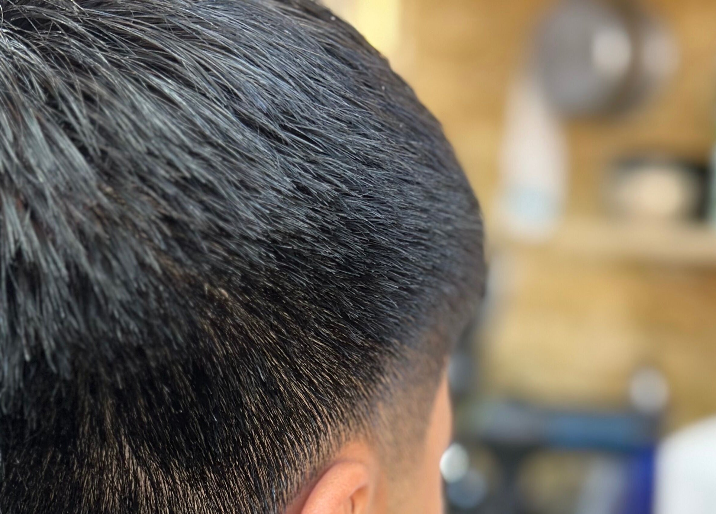 Close-up of a fresh fade haircut at Istanbul Barber Rosehill, Sutton, England, GB.