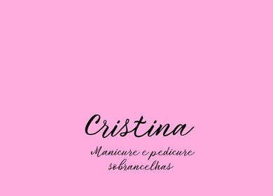 Logo de Cristina Unhas e Sobrancelhas em São Paulo, São Paulo, BR. Fundo rosa com texto estilizado.