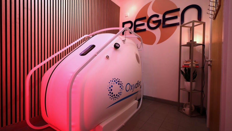 Oxygen chamber at The Regen Room, Livingston, Scotland, GB. A tranquil wellness space for rejuvenation.