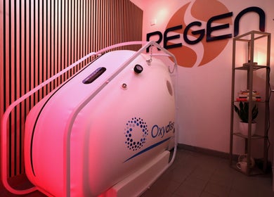 Oxygen chamber at The Regen Room, Livingston, Scotland, GB. A tranquil wellness space for rejuvenation.