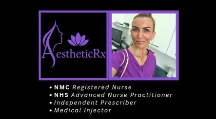Aesthetic Rx logo and professional at Clydebank, Scotland, GB, highlighting nursing credentials.