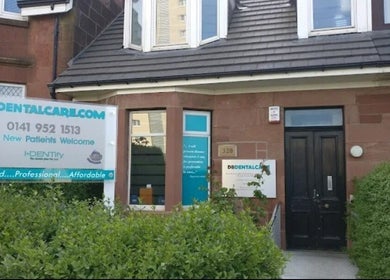 Aesthetic Rx entrance in Clydebank, Scotland, GB with welcoming signage and classic architecture.