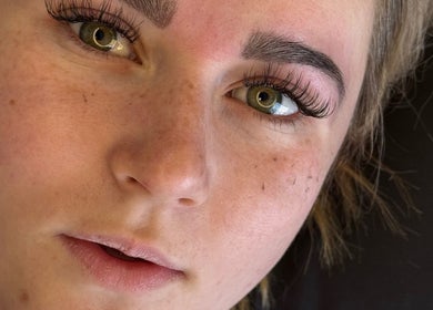 Close-up of enhanced eyelashes at Honey Blush Beauty, Middelburg, Mpumalanga, ZA.