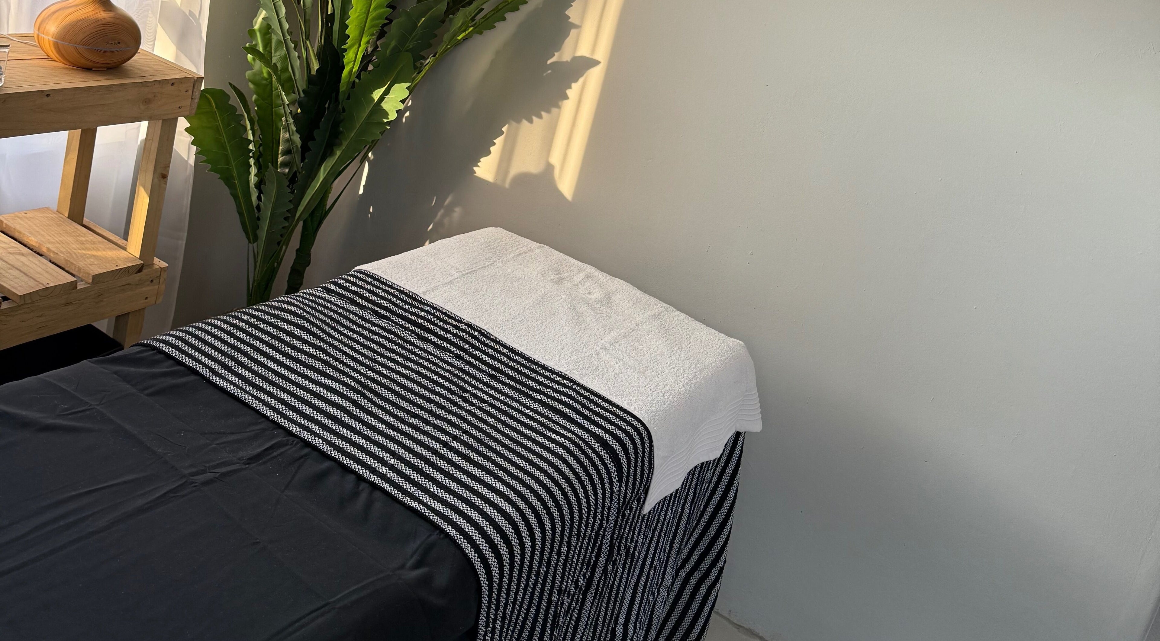 Relaxing massage bed setup at Honey Blush Beauty, Middelburg, Mpumalanga, ZA.