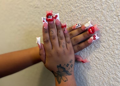Bold 3D nail art at Kittyscybernails, Federal Heights, Colorado, US. Unique, eye-catching manicure style.