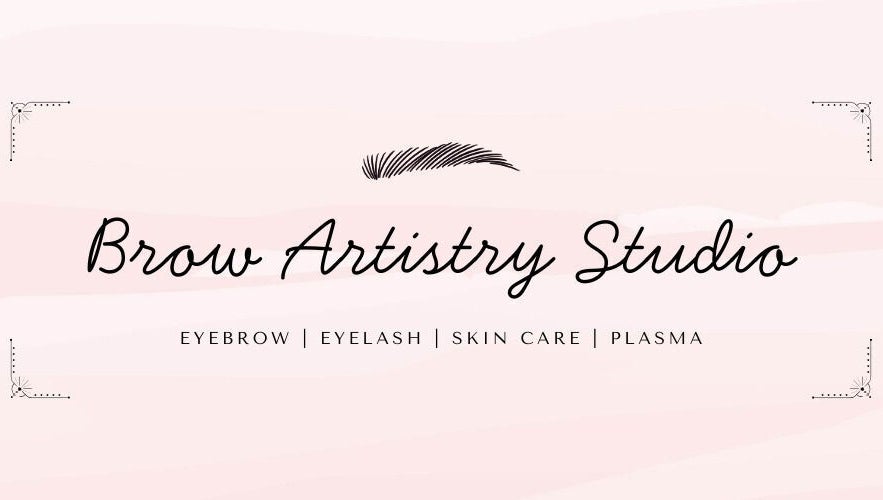 Logo of Brow Artistry Studio in Anaheim, California, US, featuring eyebrow design and elegant typography.