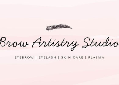 Logo of Brow Artistry Studio in Anaheim, California, US, featuring eyebrow design and elegant typography.