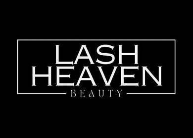 Logo of Lash Heaven Beauty in Andergrove, Queensland, AU, on a sleek black background.