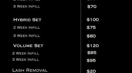 Lash Heaven Beauty pricing list in Andergrove, Queensland, AU featuring classic, hybrid, and volume sets.