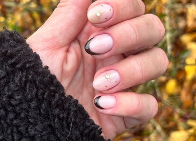 Chic nail art with gems at Rose Dipped Nails, Southampton, England, GB.